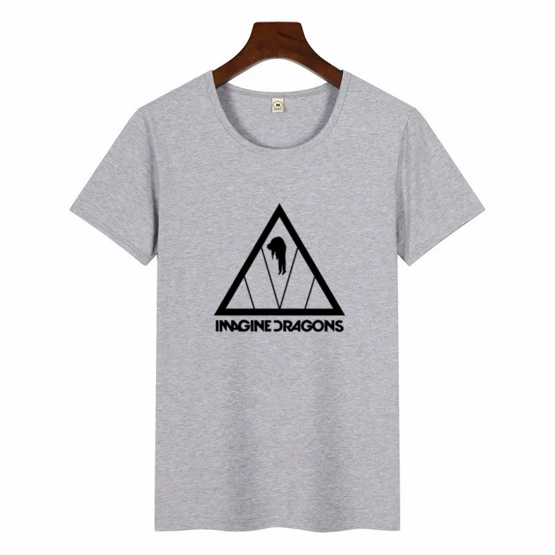 Summer Female Imagine Dragons Korean Style TShirt O-neck Hipster ShortSleeve Tops Unisex Streetwear Graphic Tees Women Harajuku - Цвет: p1413C-grey