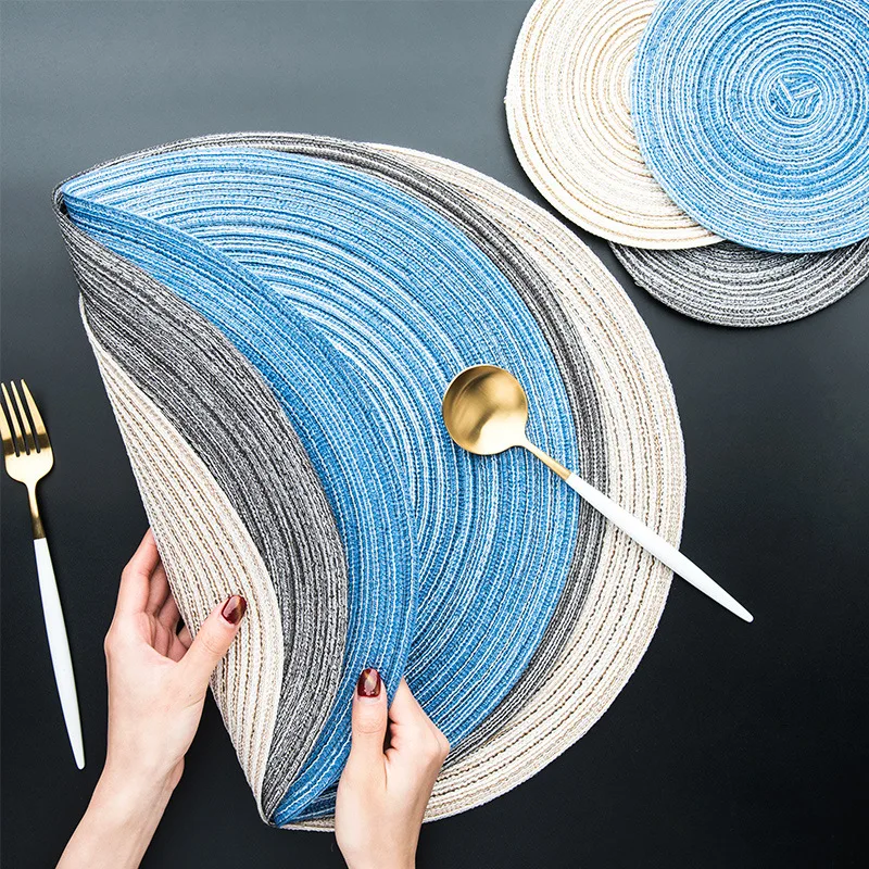 Round Design Table Ramie Insulation Pad Solid Placemats Linen Non Slip Table Mat Kitchen Accessories Decoration Home Pad Coaster