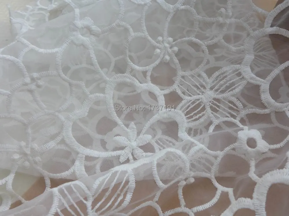 Белая кружевная ткань, красивая вышитая ткань из органзы Сакура для невесты, платье для девочки, платье, домашняя декоративная ткань для Ярда