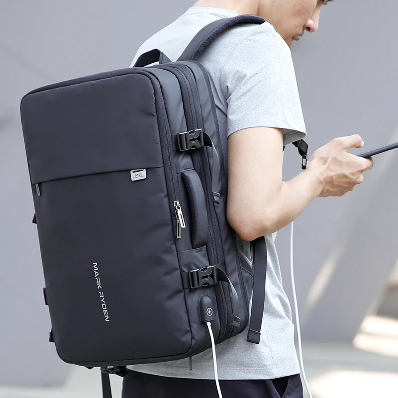 Mark Ryden hombre mochila ajuste 17 pulgadas portátil recarga USB Multi-capa de viajes espaciales hombre bolsa Anti-ladrón mochila