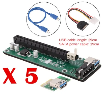 

5pcsUSB 3.0 PCI-E Riser PCI E Express 1X to 16X Riser Extender Card Board SATA Adapter Cable 15Pin-6Pin Power For Bitcoin Miner