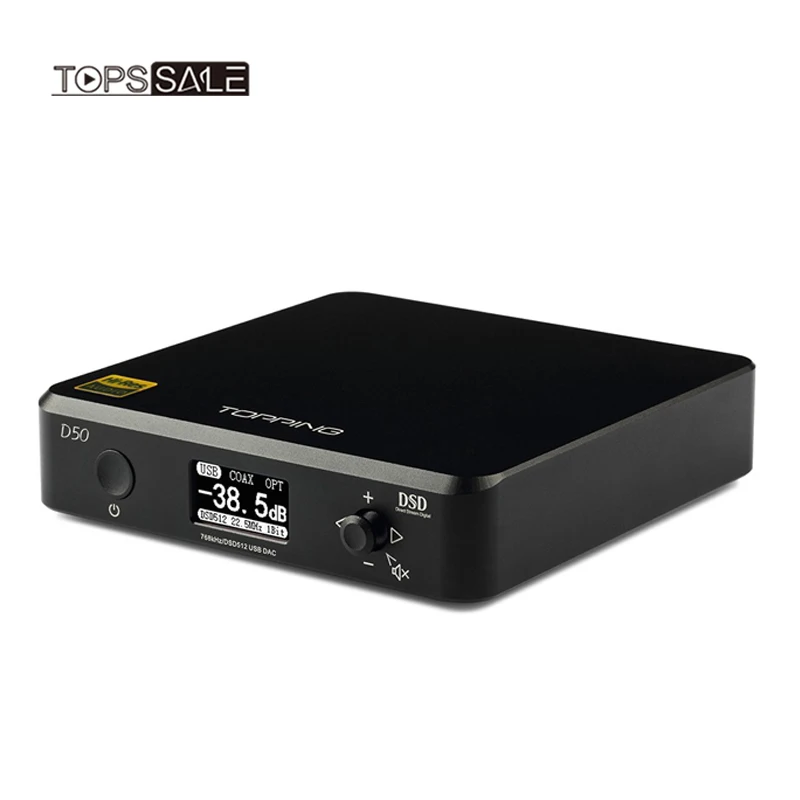 

TOPPING D50 ES9038Q2M*2 Chip DSD512 USB DAC XMOS XU208 32Bit/768KHz Decoder
