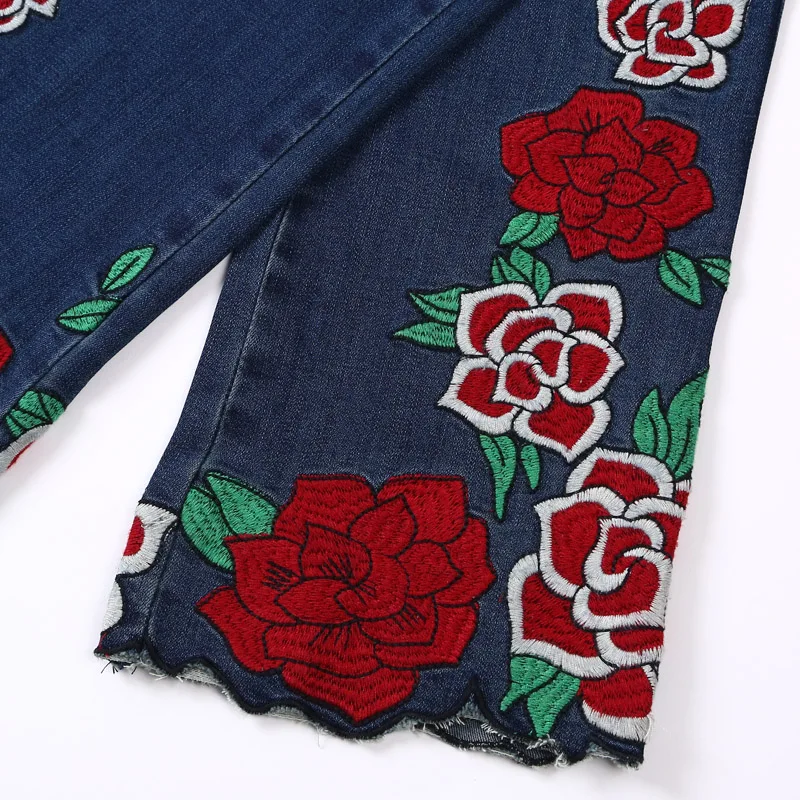 Мама Джинсы для женщин вышитые Мотобрюки Для с плюс Размеры 6xl Denim Over D Femme