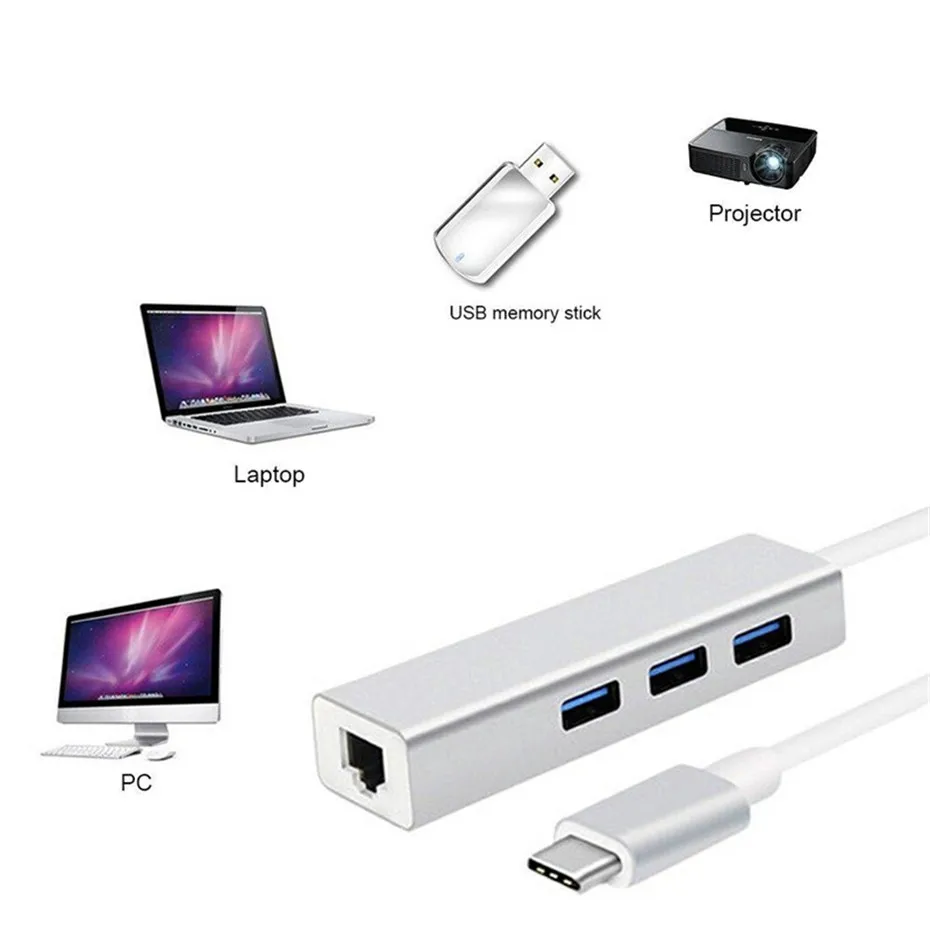 Basix USB C концентратор USB C Ethernet адаптер для Ethernet 1000 Мбит/с RJ45 LAN адаптер USB-C сетевая карта гигабитный Интернет для Macbook pro