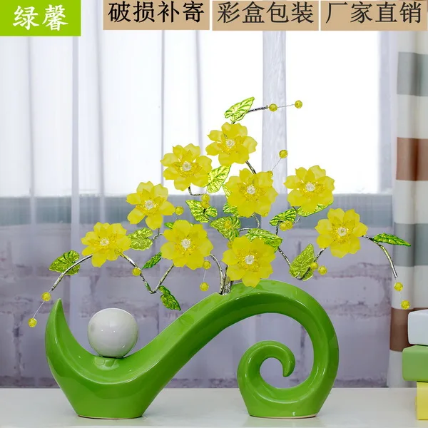 Creative Home Decorations Ornaments Living Room Modern Minimalist Creative Home Decorations Ornaments Living Room Modern Minimalist Acrylic Crystal Flower Vase Ceramic Crafts Furnishings
