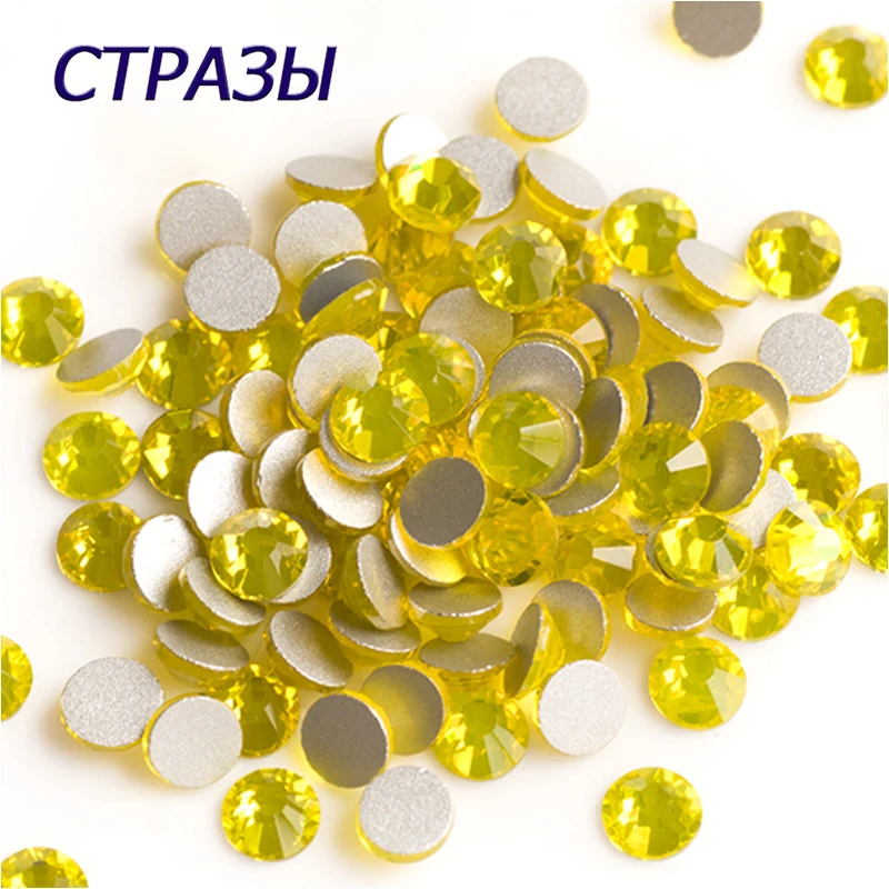 

CTPA3bI 2058 Non Hotfix All Sizes Citrine Glass Crystals And Stones Flat Back Yellow Beads For Needlework Accessories