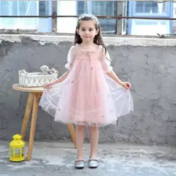 Летнее платье для девочек, новинка 2019 года, детские модные кружевные свадебные платья для маленьких девочек, детское Сетчатое платье