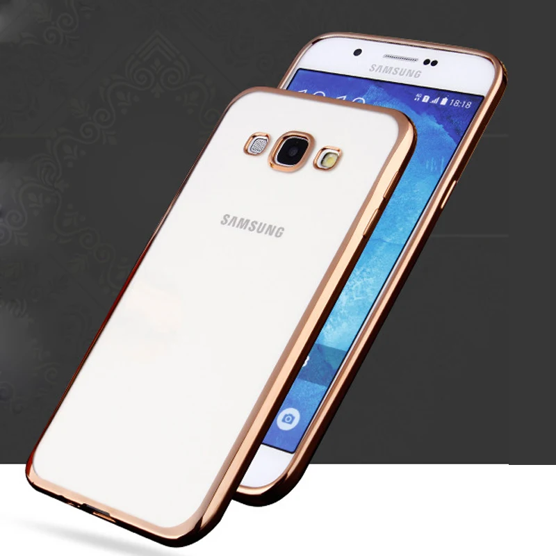 Luxury For Samsung Galaxy A7 A7000 A8 A800 A9 (2016) A9000 ultra Slim Plating Clear transparent Soft TPU cover Case phone bag
