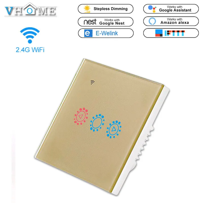 

Ewelink Alexa Support,Smart LED light switch dimmer 220V,Wifi Fan Dimmer EU/UK Touch Switch Gold White Black For Vhome