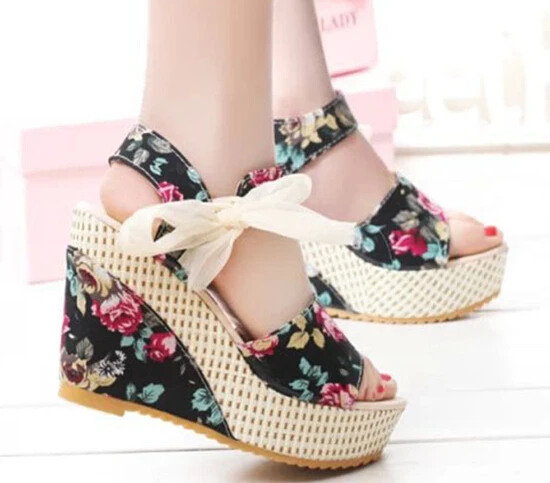 Nice New Flower Print High Heels Women 