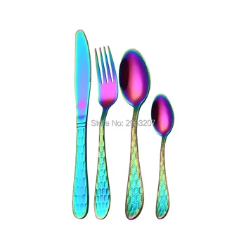 

30sets Gold Silver Black Dinnerware Set Stainless Steel Dinner Steak Knife Fork Scoops Cutlery Set Tableware Set Gift