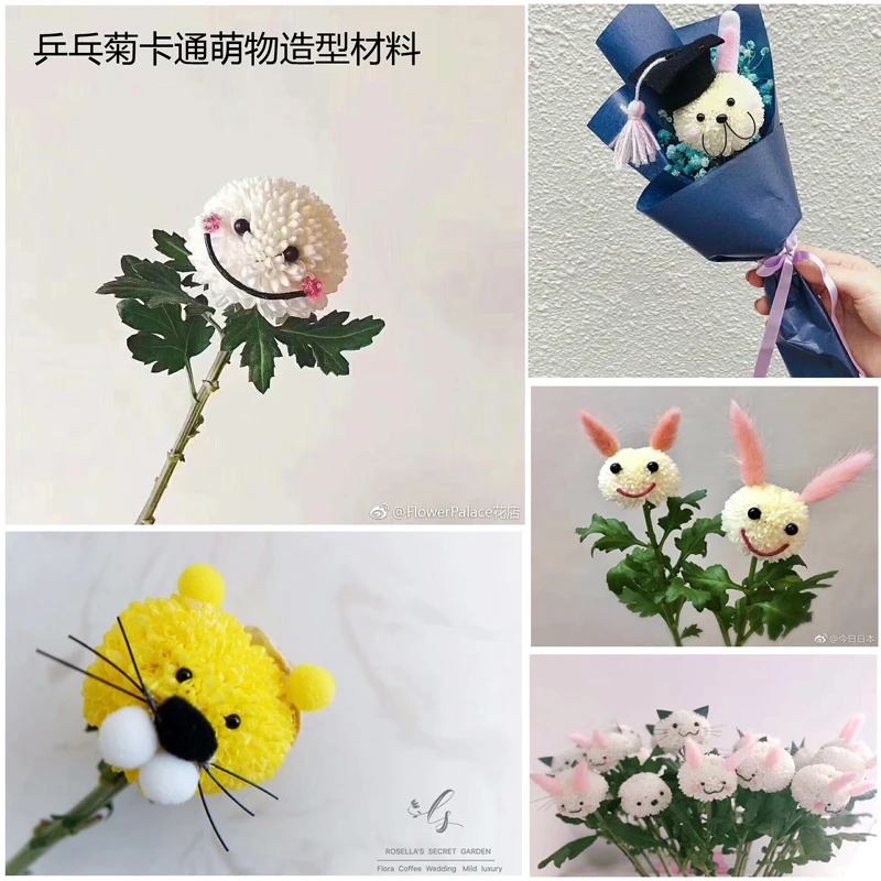 

10pcs/20PCS Flowers Cartoons Cute Styling Materials Cute Creative Gifts Flowers Packaging Materials DIY Eyes.