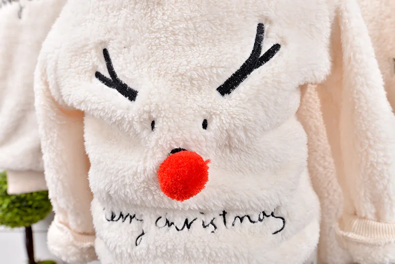Одинаковые комплекты для семьи; коллекция года; Зимний Рождественский свитер; одежда для детей с милым оленем; детская футболка с добавлением шерсти; Теплая семейная одежда; mc003