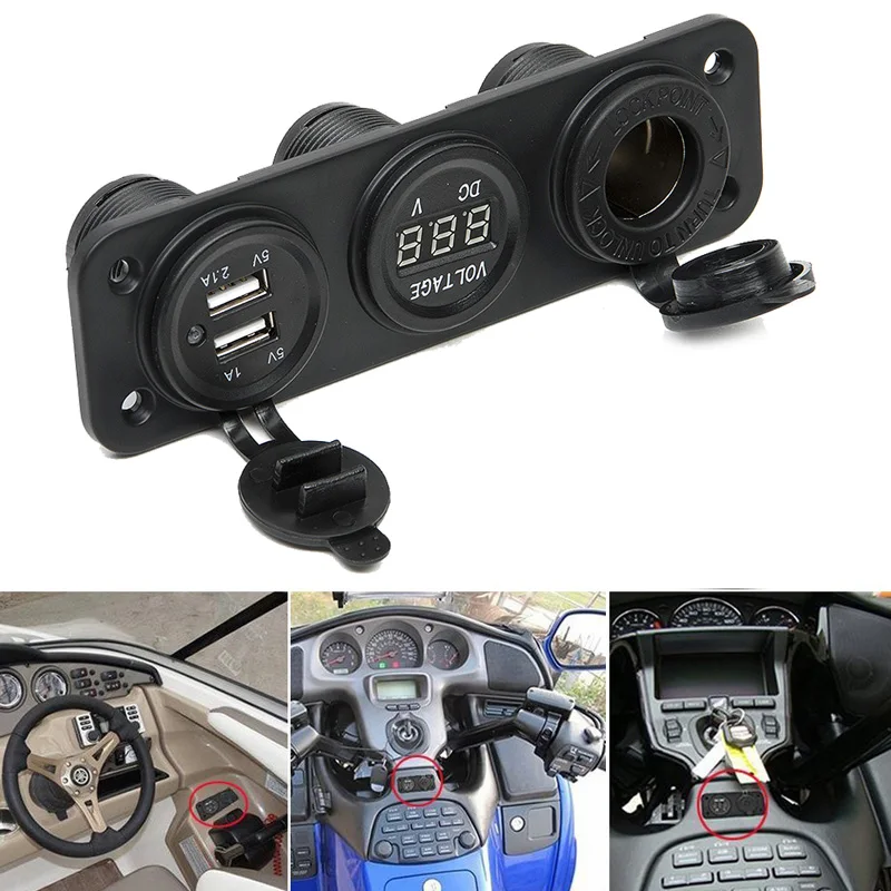  ift USB Araba arj Adapt r 3 1A 12V 24V akmak Soket Dijital 