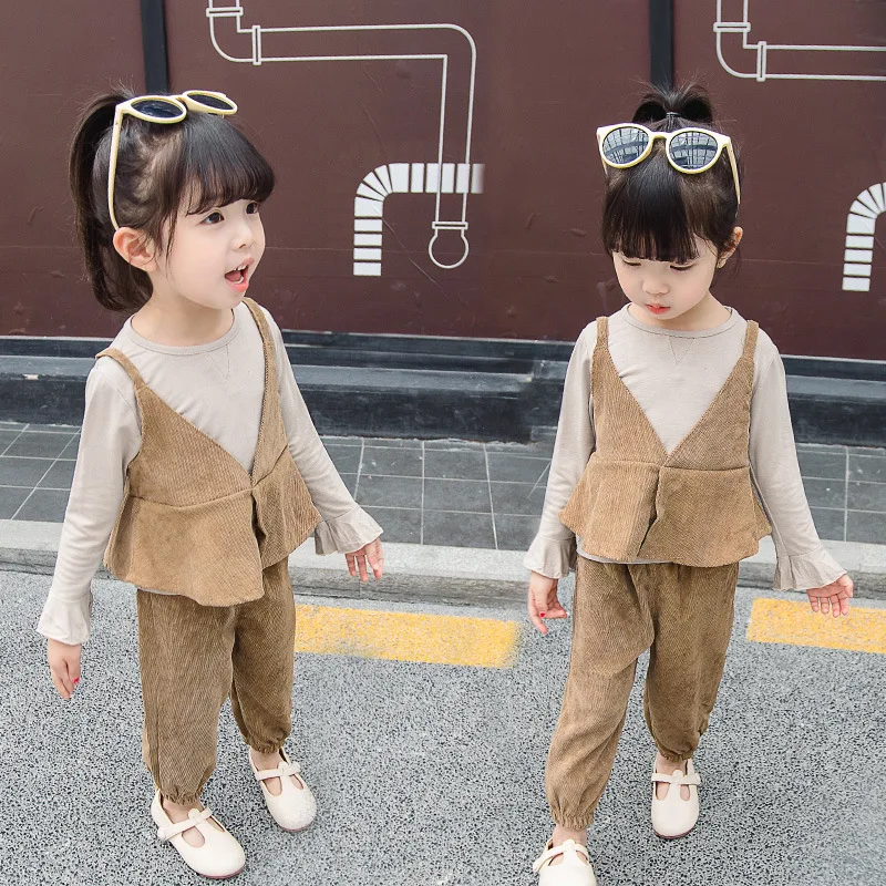 

Children's Girl Child Business Affairs Model Three-piece Fashion England Style Clothing Sets O-Neck set girls boutique outfits