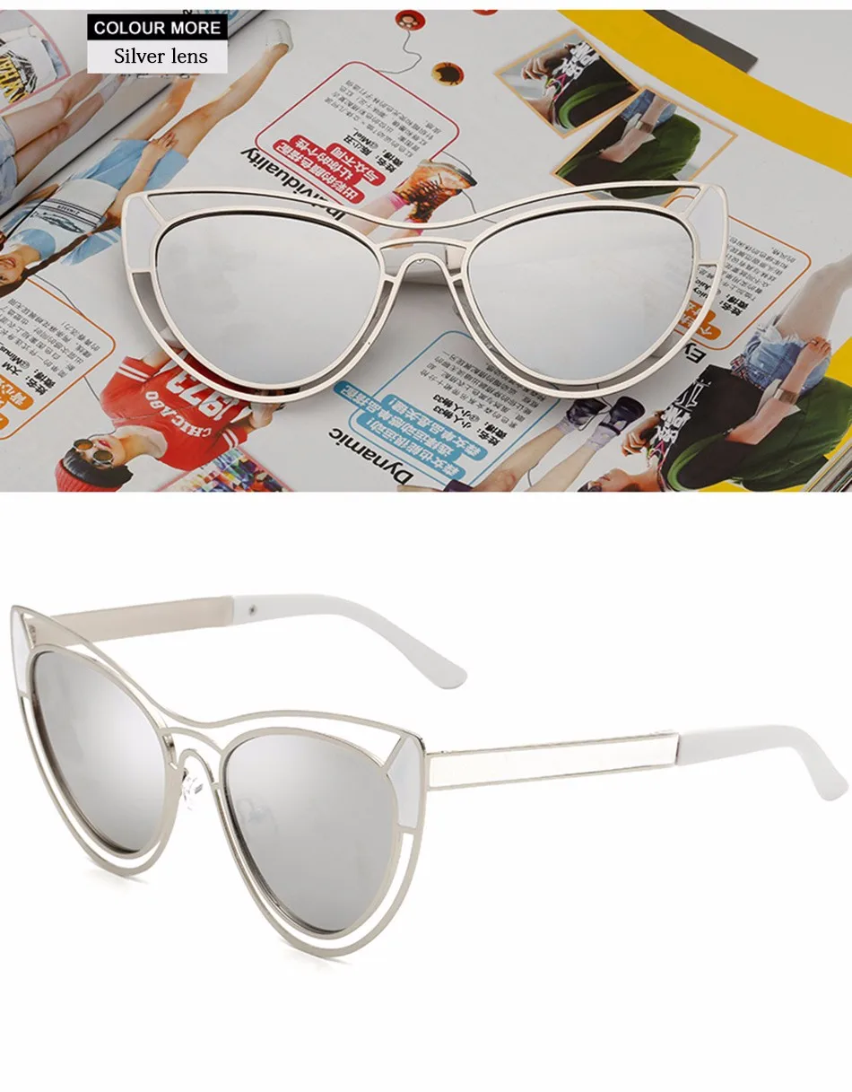 FEIDU Для женщин Кошачий глаз Солнцезащитные очки для женщин высокое качество зеркальное покрытие Солнцезащитные очки для женщин