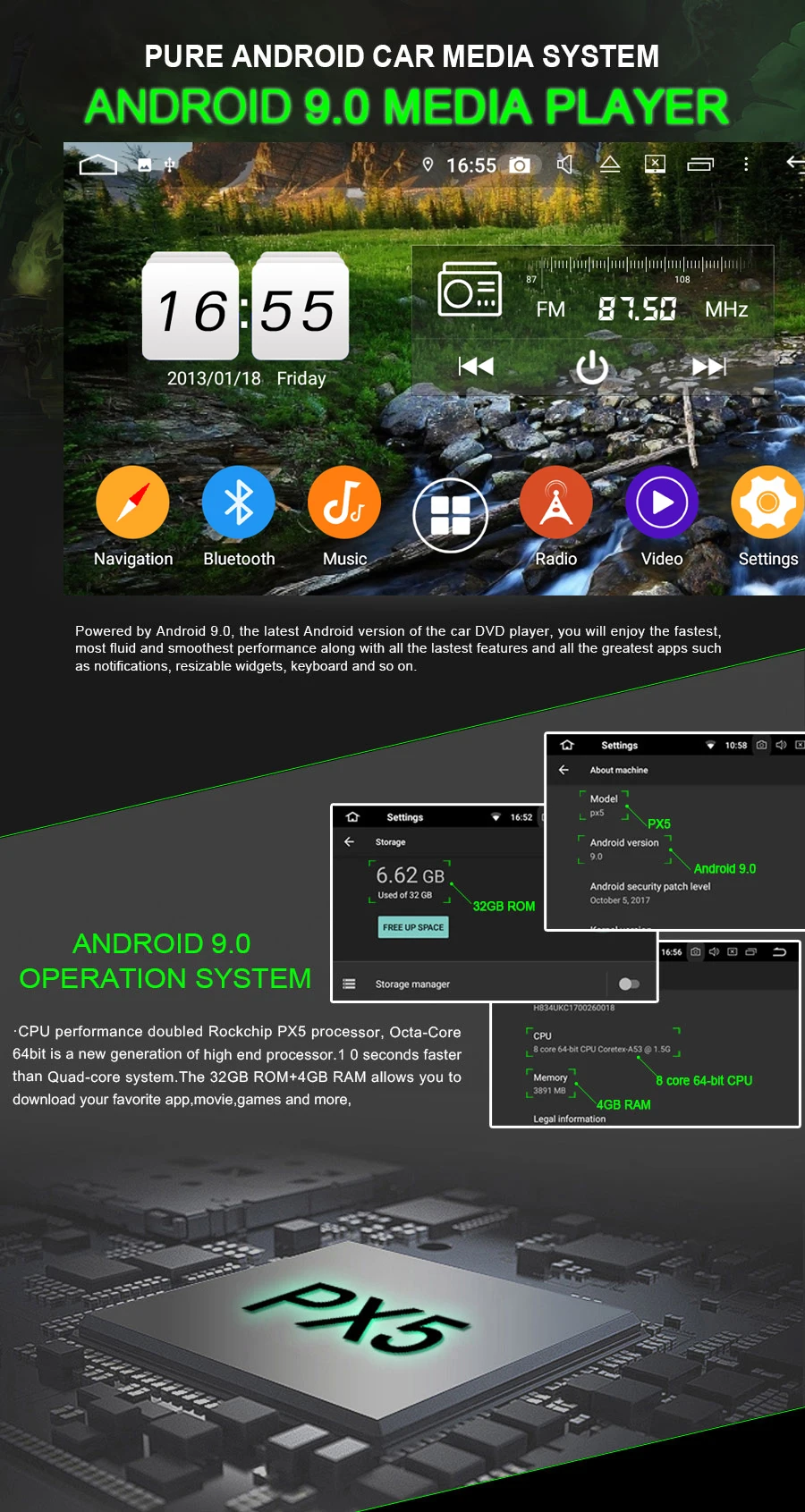 Navirider Android 9,0 автомобильный Радио плеер для Skoda Octavia AT 2010- Автомобильный gps головное устройство мультимедийная Поддержка камеры и рулевого управления