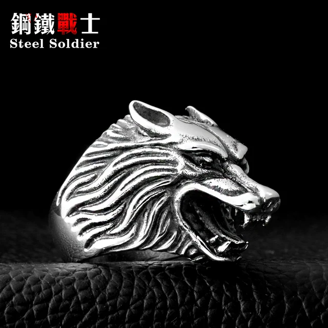 Steel soldier Drop Ship Fashion Jewelry Super Cool Wolf Rings Stainless Steel Pu Steel soldier Drop Ship Fashion Jewelry Super Cool Wolf Rings Stainless Steel Pu