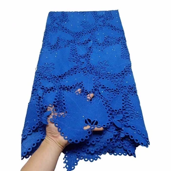 

Latest Design African Lace Fabric 2019 High Quality Nigerian French Guipure Cord Lace fabric With Stone Beads For Wedding