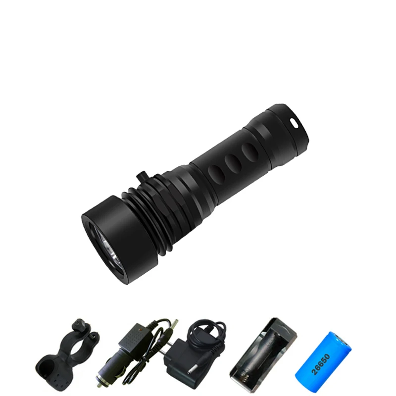 

100m Diving flashlight Scuba Torch lanterna 26650 fill light Underwater photography 3* CREE XM-L2 high power Dive light torch