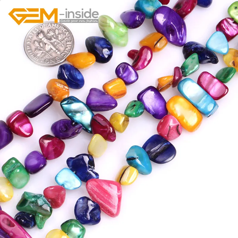 Colorful Shell MOP Chips Gemstone Spacer Beads For Jewelry Making 15"& 34"Strand 