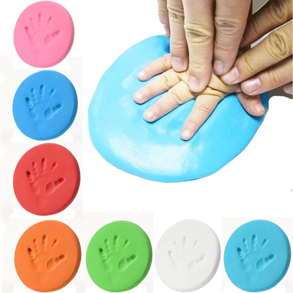 Baby Care Air Drying Soft Clay Baby Handprint Footprint Imprint Kit Casting Parent-child Hand Inkpad Fingerprint Plasticine Toys