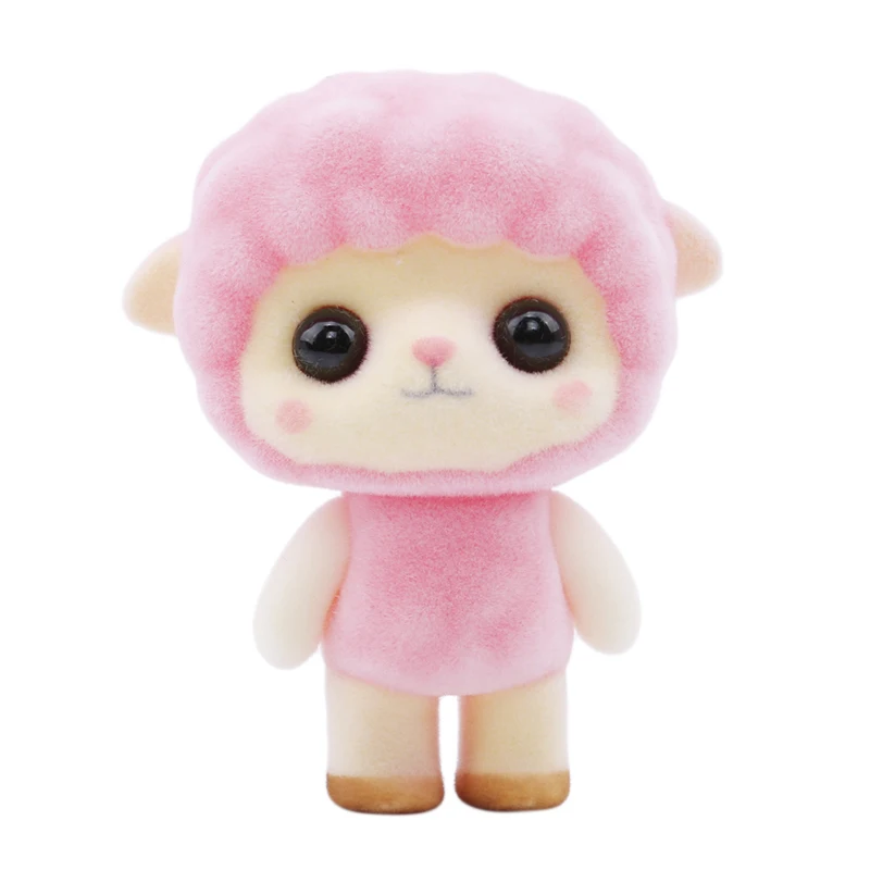 ПВХ Флокированная кукла игрушки Kawaii Мини розовая овечка украшения для девочек