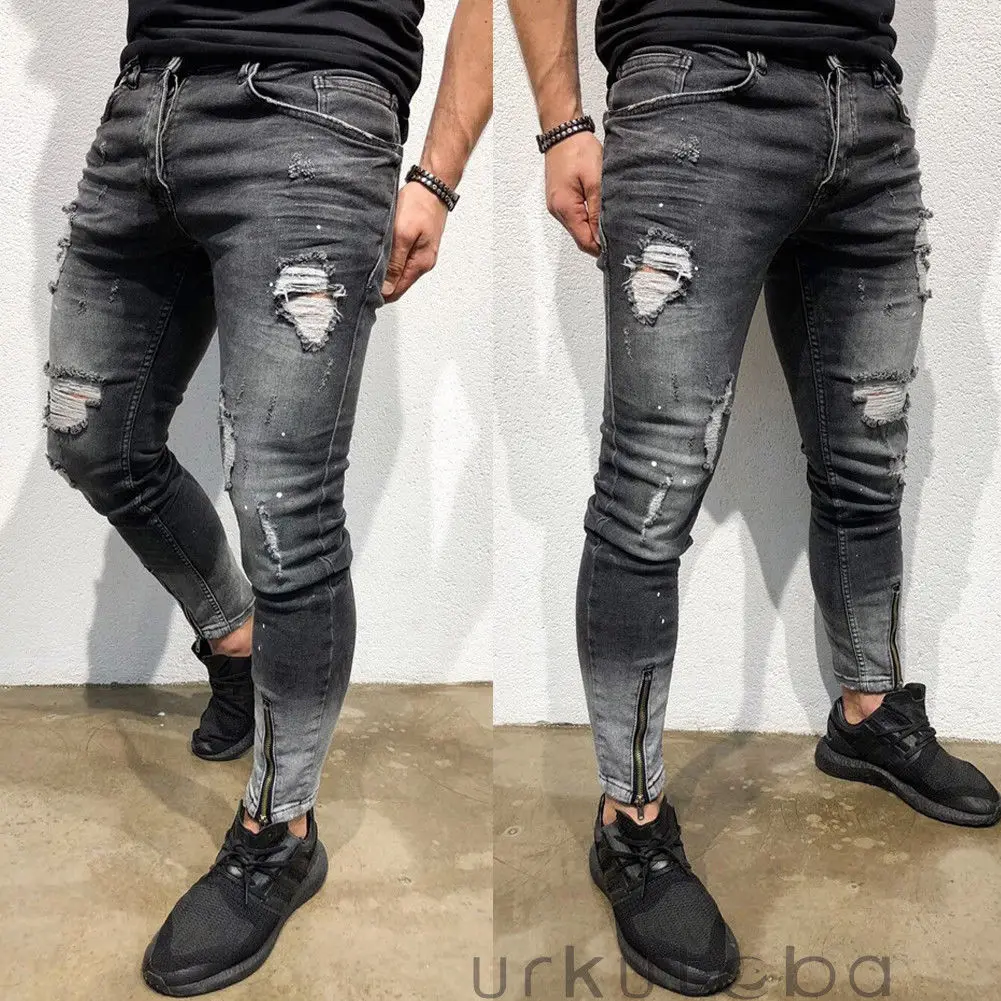 Hirigin 4 Style Mens Jeans Fear Of God New Slim Pnecil Denim Pants Stretch Boys Jeans Hombre Baker Streetwear Plus Szie Jeans