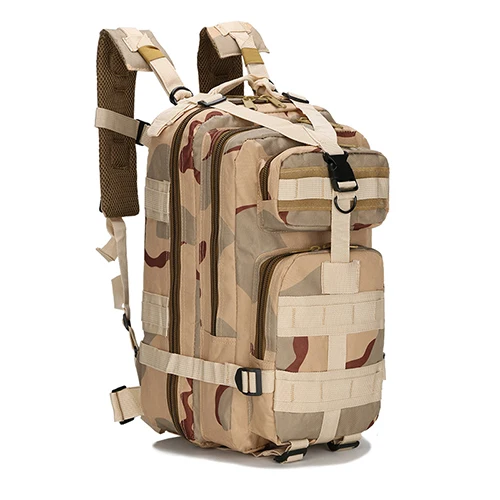 Мужской военный рюкзак большой емкости, водонепроницаемый рюкзак для путешествий 3 P, рюкзак для атак, нейлоновый армейский патруль, камуфляжные рюкзаки, сумки - Цвет: Sand color