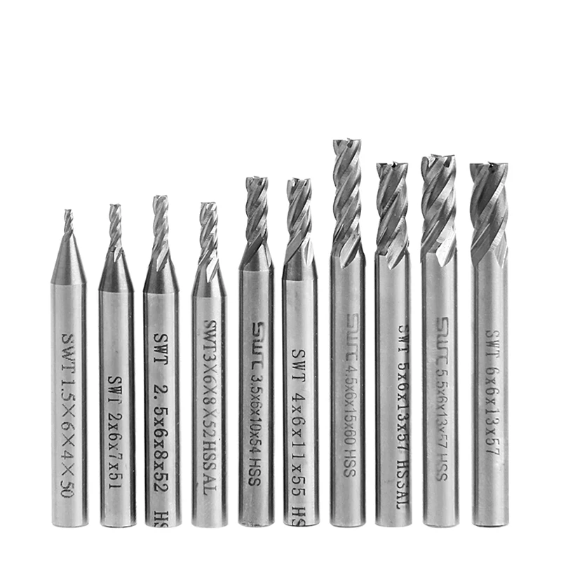 HSS-AL Straight Shank 4 Flute Tough Metal Processing Mill Cutter Drill Bit Tool