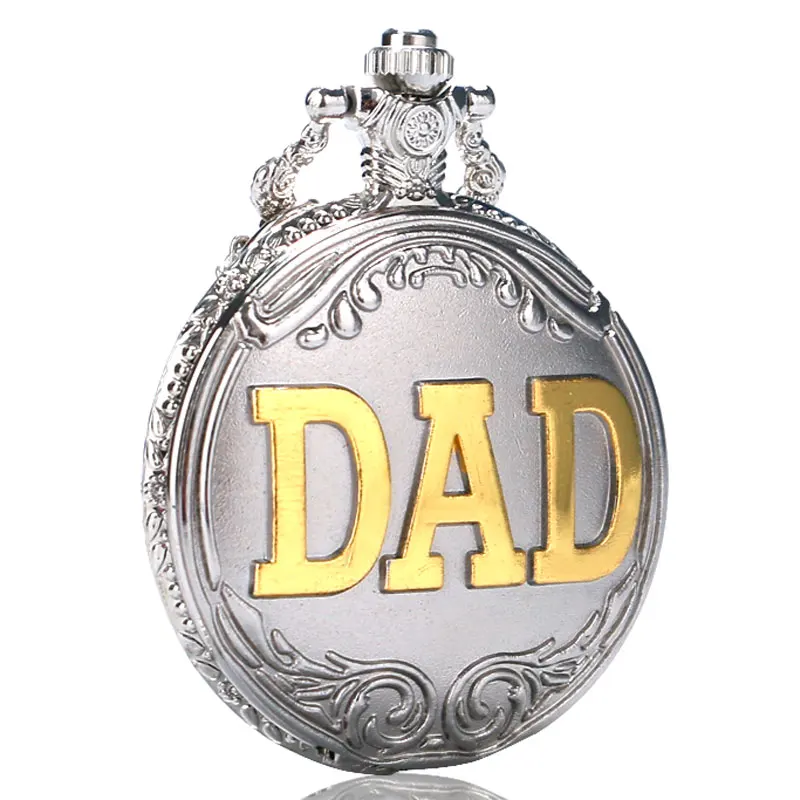 Роскошные серебряные часы Подарки для дорогой отец папа Pappy кулон кварц карманные часы с Fob цепи Для мужчин часы Reloj де bolsillo