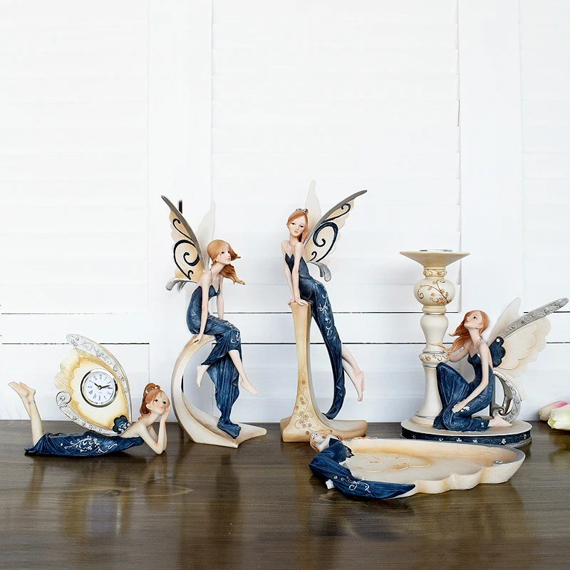 

European resin dream flower fairy ornaments creative angel decoration candlestick home furnishings birthday wedding gift crafts