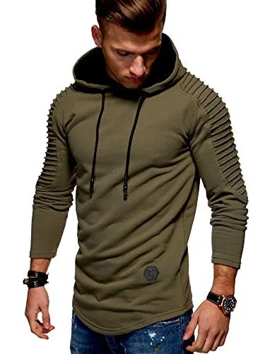 

High Quality sweatshirt Men Fashion Western Style hoodie New Brand Slim Pleated striped muscular men's hoodie Male Plus Size