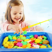 20Pcs/set Children Boy girl fishing toy set suit magnetic play water baby toys fish square hot gift for kids
