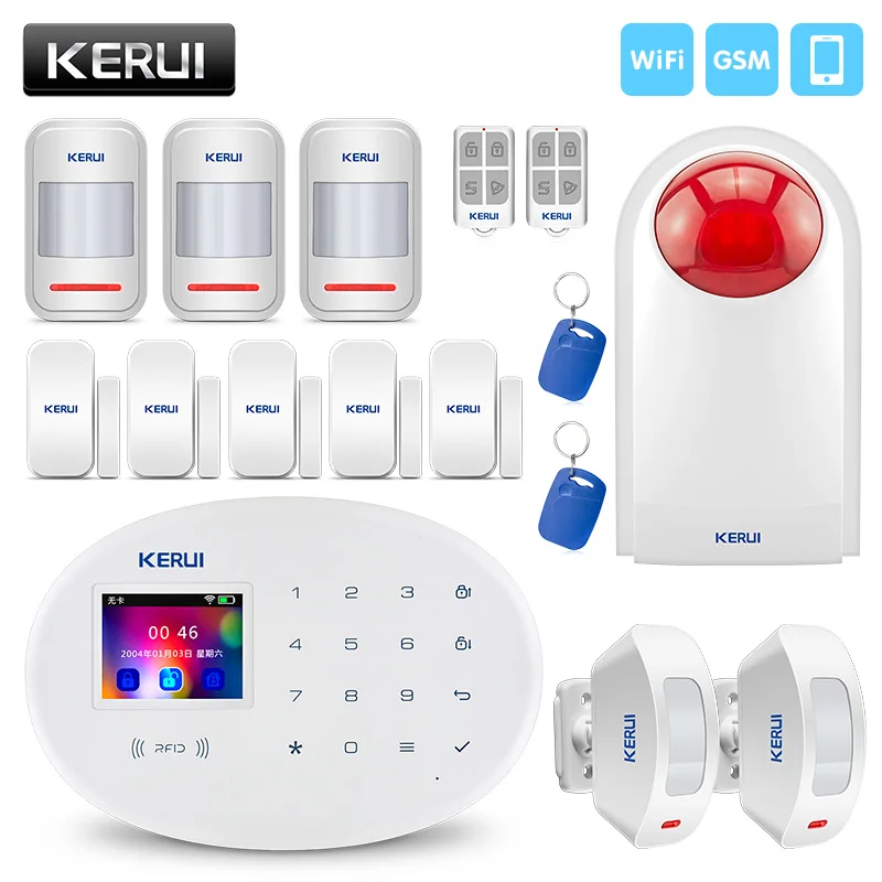 KERUI W20 Беспроводная охранная 2,4G WiFi GSM домашняя система охранной сигнализации Android IOS APP RFID карта разрядка/Arm lcd сенсорная клавиатура