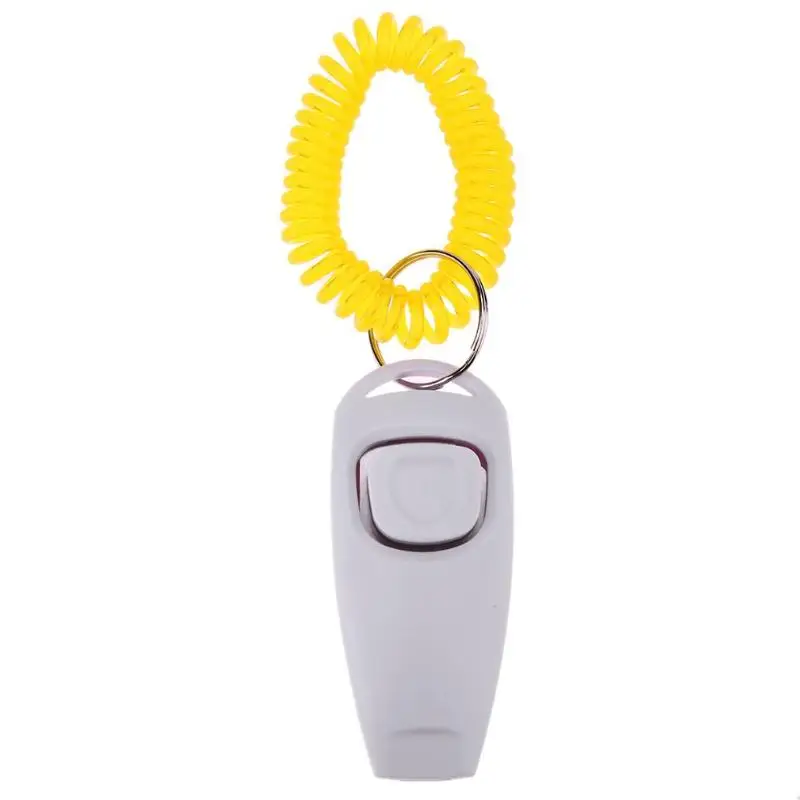 Mini Pet Trainer Clicker Pet Dog Cat Training Key Ring Whistles and Wrist Strap Pets Training Products Tools - Цвет: Белый