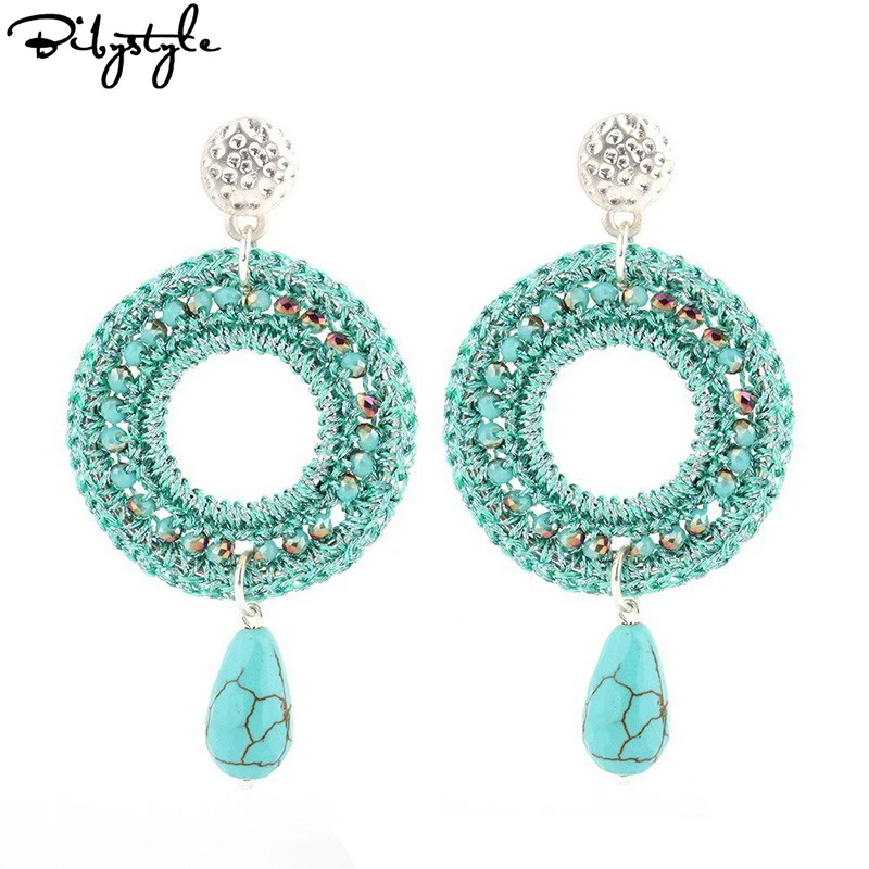 

BibyStyle Handmade Crystal Beads Round Wedding Drop Earrings For Women Zinc Alloy And Stone Drip Statement Earrings Wholesale