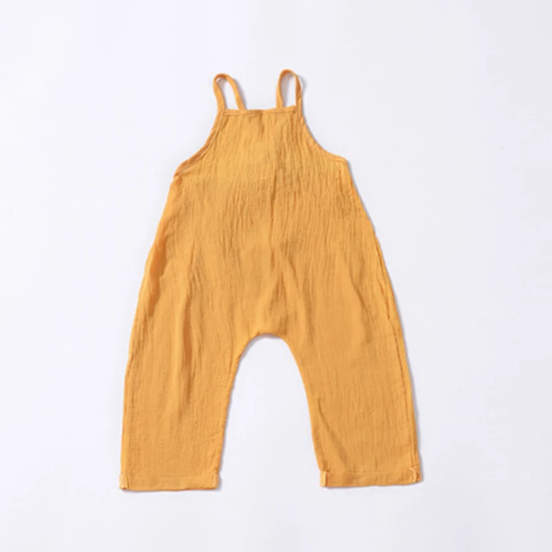 

Baby Boys Rompers Girls Spring Sumemr Romper Toddler Cute Solid Overalls Kids Lovely Yellow Backless Suspender Pants Overalls