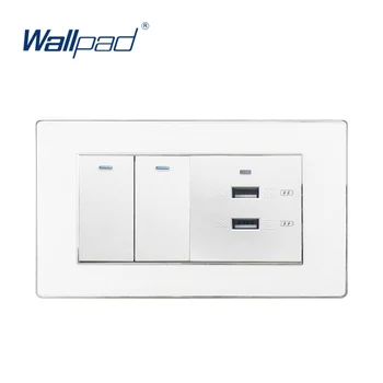 

2 Gang 2 Way and 2 USB Outlet USB Fast Charger Wallpad Wall Light Switch Acrylic Panel with Iphone Android USB Charger 3*6 Frame