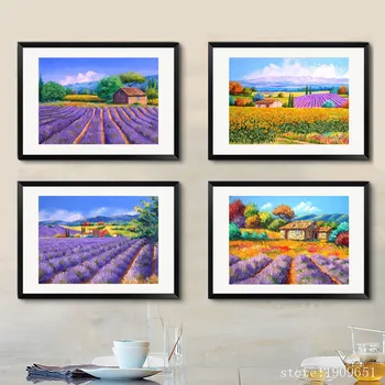 

no frame mediterranean lavender fields scenery canvas printings oil painting printed on cotton home wall art decoration pictures