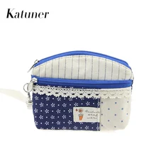 Katuner Female Fresh Dot Floral Key Money Bag Canvas font b Wallet b font Girls font