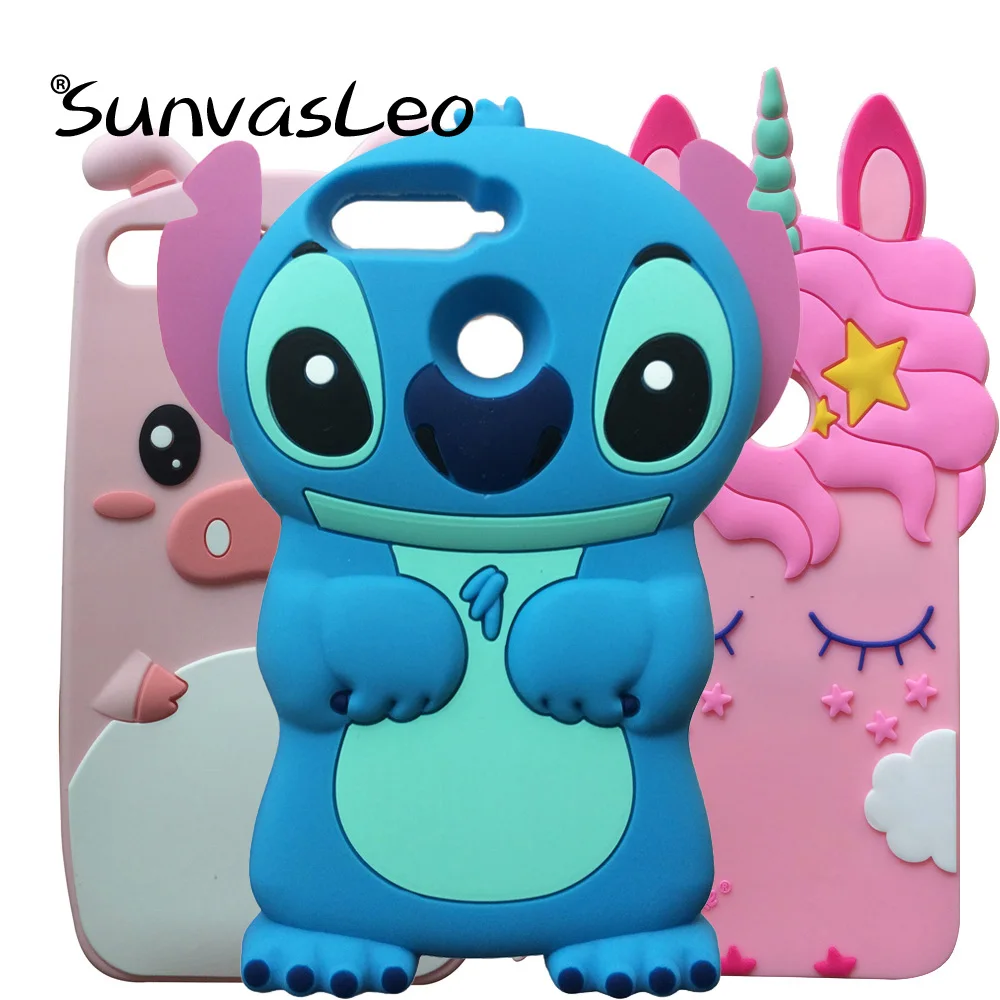

For Huawei Y6 (2018) 5.7" 3D Silicone Case Cartoon Unicorn Soft Rubber Silicon Cell Phone Back Cover Skin Shell Fundas Coque