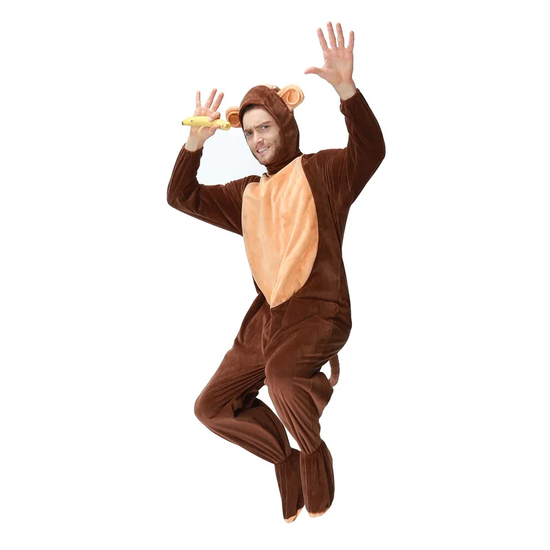 

Animals Monkey Costume Adult Girl kids Monkey Onesie Flannel Women Anime Jumpsuit Disguise Cosplay Onesies Halloween Carnival