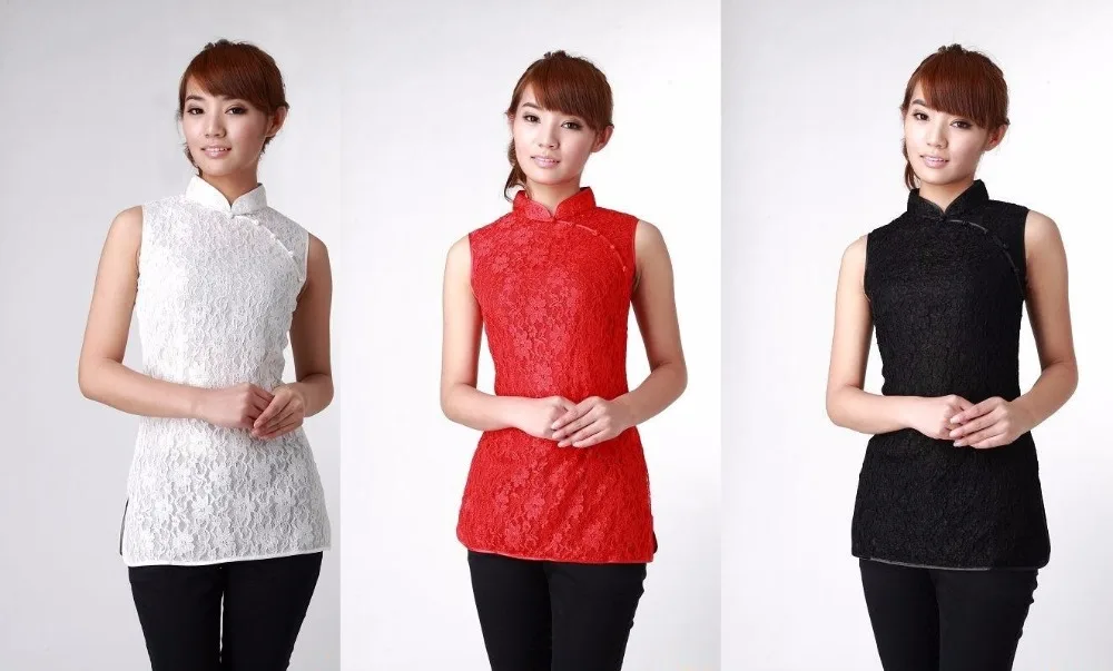 

Shanghai Story Traditional Chinese Women's Silk/Satin Shirt/Top embroidery shirt Lace top cheongsam Top 3 color