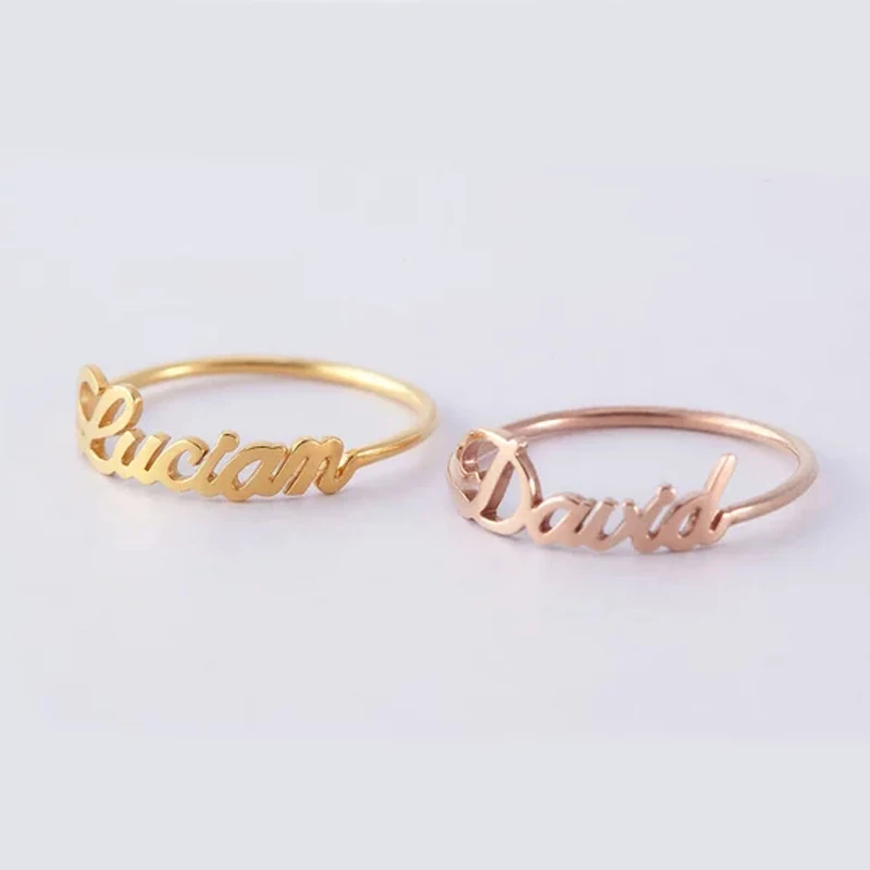 Custom Size Gold Silver Stackable Custom Personalized Name Ring For Women Best Friends Wedding Stainless Steel Christmas Gifts