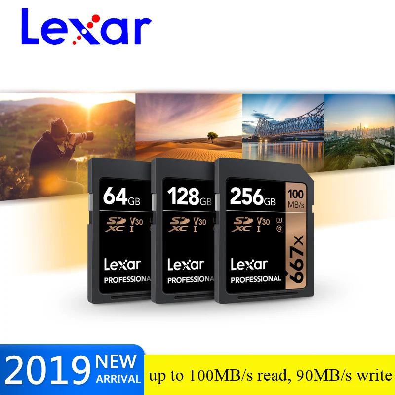 Профессиональная sd карта Lexar 64G 128gb 256GB U3 V30 4K высокая скорость 100 м/с SLR микро
