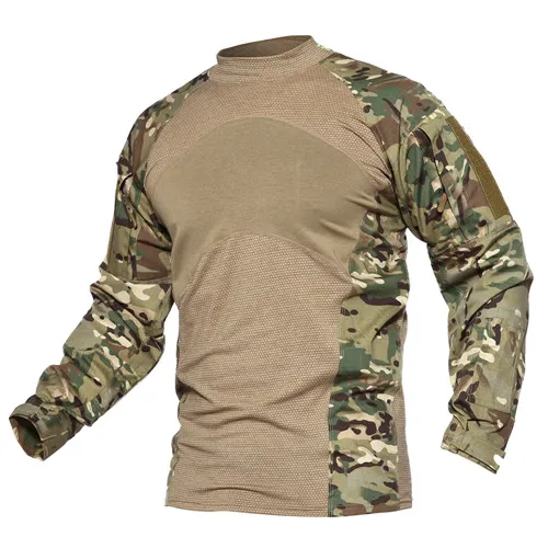 TACVASEN, Мужская Военная армейская рубашка, Мужская камуфляжная тактическая футболка, уличная походная одежда, Боевая футболка с длинным рукавом, Охотничья рубашка - Цвет: CP