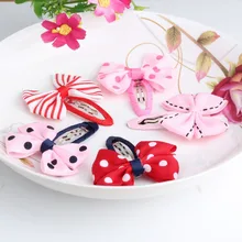 New Sale 1 lot=2 Pcs Bowknot Hairpins 17 colors Hair Clip Summer Style Kids Hair Accessories ribbon Printing Bow Hair Clip bow style wig decorative hair clip golden l