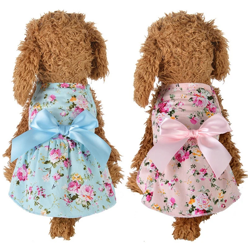 

Dog Floral Big Bow Sleeveless Dresses Pet Dog Wedding Dress For Chihuahua Pug Yorkie Clothing Puppy Cat Supplies Z