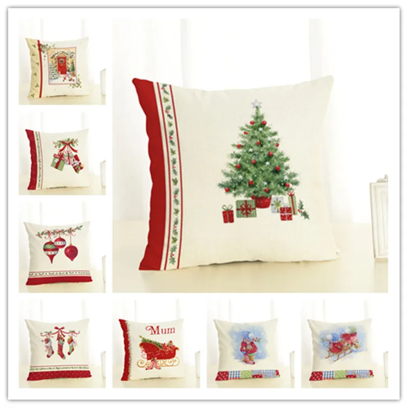 New Year Gift Christmas Decorations for Home Pillowcase Santa Claus Reindeer Linen Cover Cushion office home cushion Decor Navidad Natal (4)